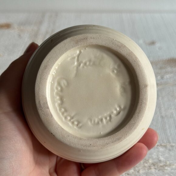 Vintage Cream and Brown Pottery Vase with Handle - Picture 5 of 10